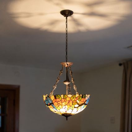 Brilagi - Tiffany vitrážový luster na reťazi JUNGLE 3xE27/60W/230V priemer 50 cm
