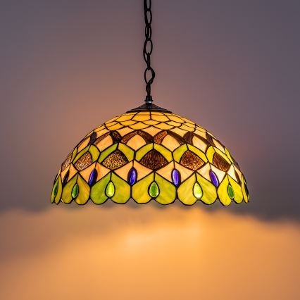 Brilagi - Tiffany vitrážový luster na reťazi MARGARET 2xE27/60W/230V