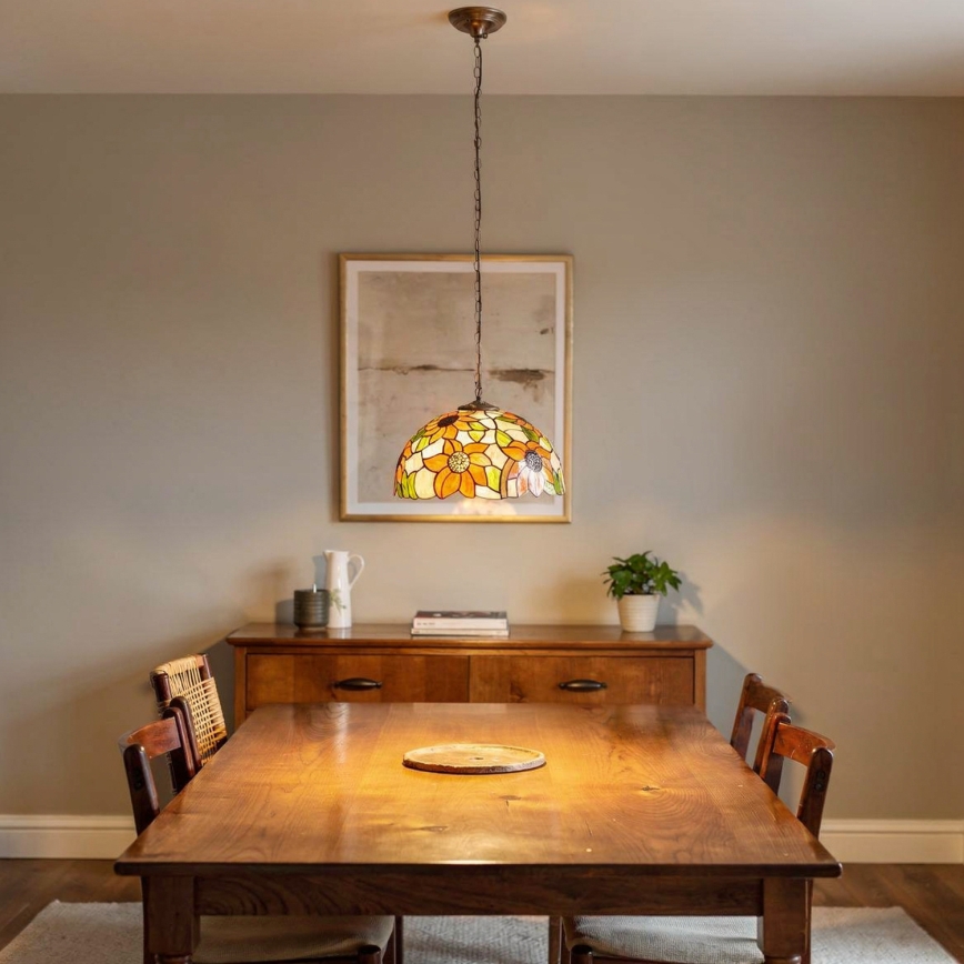 Brilagi - Tiffany vitrážový luster na reťazi SUNFLOWER 1xE27/60W/230V pr. 40 cm