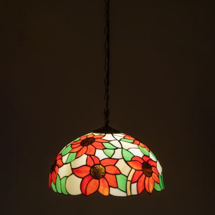 Brilagi - Tiffany vitrážový luster na reťazi SUNFLOWER 1xE27/60W/230V pr. 40 cm