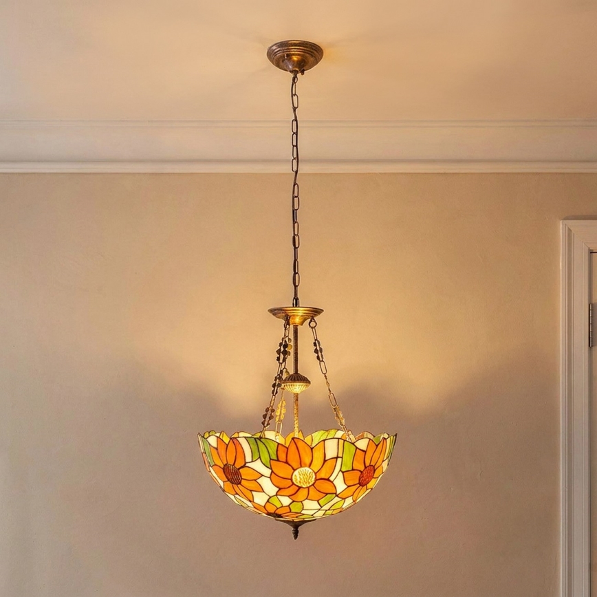 Brilagi - Tiffany vitrážový luster na reťazi SUNFLOWER 3xE27/60W/230V pr. 50 cm
