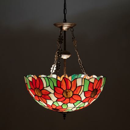 Brilagi - Tiffany vitrážový luster na reťazi SUNFLOWER 3xE27/60W/230V pr. 50 cm