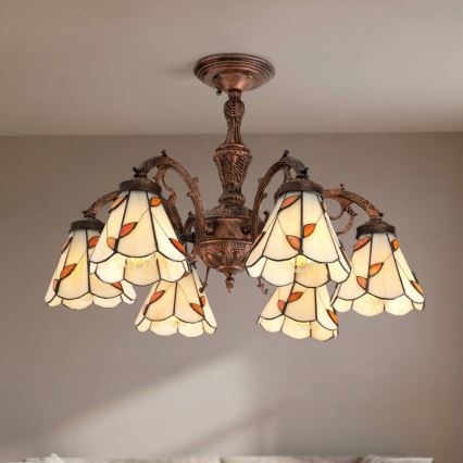 Brilagi - Tiffany vitrážový prisadený luster FOLIA 6xE27/60W/230V pr. 60 cm