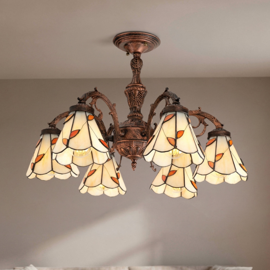 Brilagi - Tiffany vitrážový prisadený luster FOLIA 6xE27/60W/230V pr. 60 cm