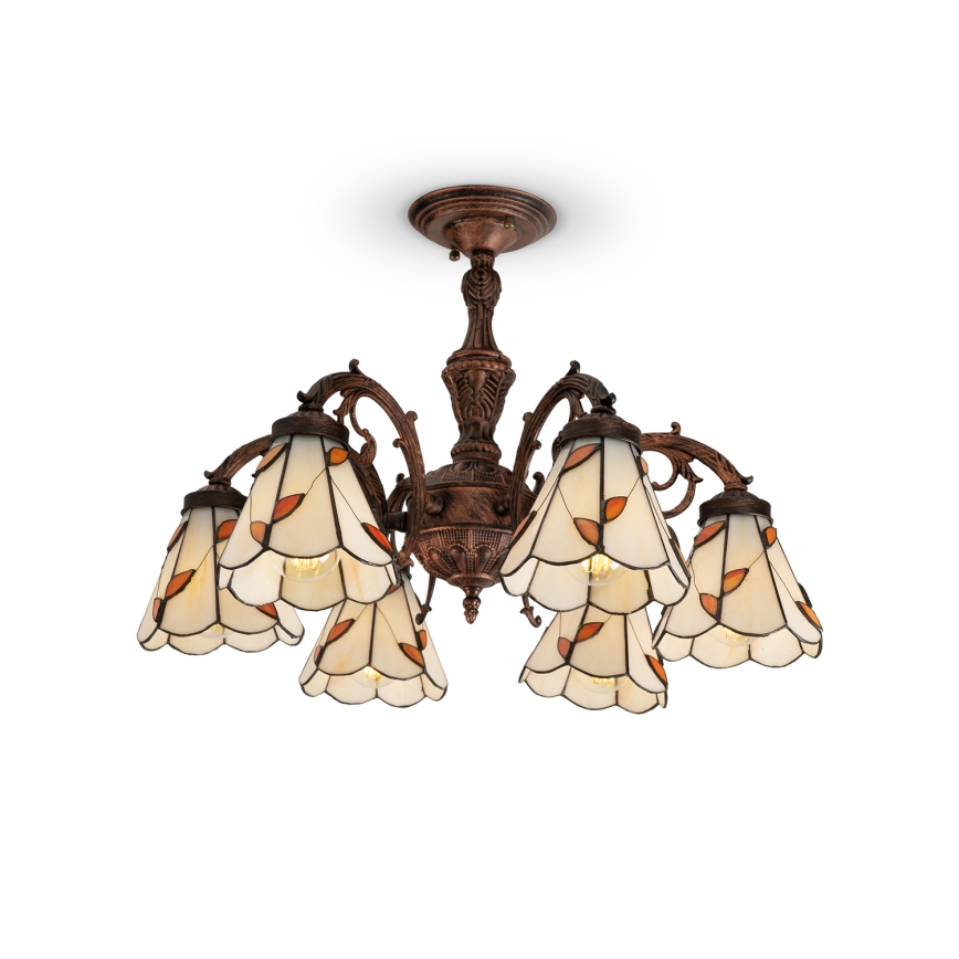 Brilagi - Tiffany vitrážový prisadený luster FOLIA 6xE27/60W/230V pr. 60 cm