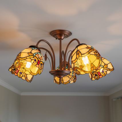 Brilagi - Tiffany vitrážový prisadený luster MIRABELLA 5xE27/60W/230V priemer 60 cm