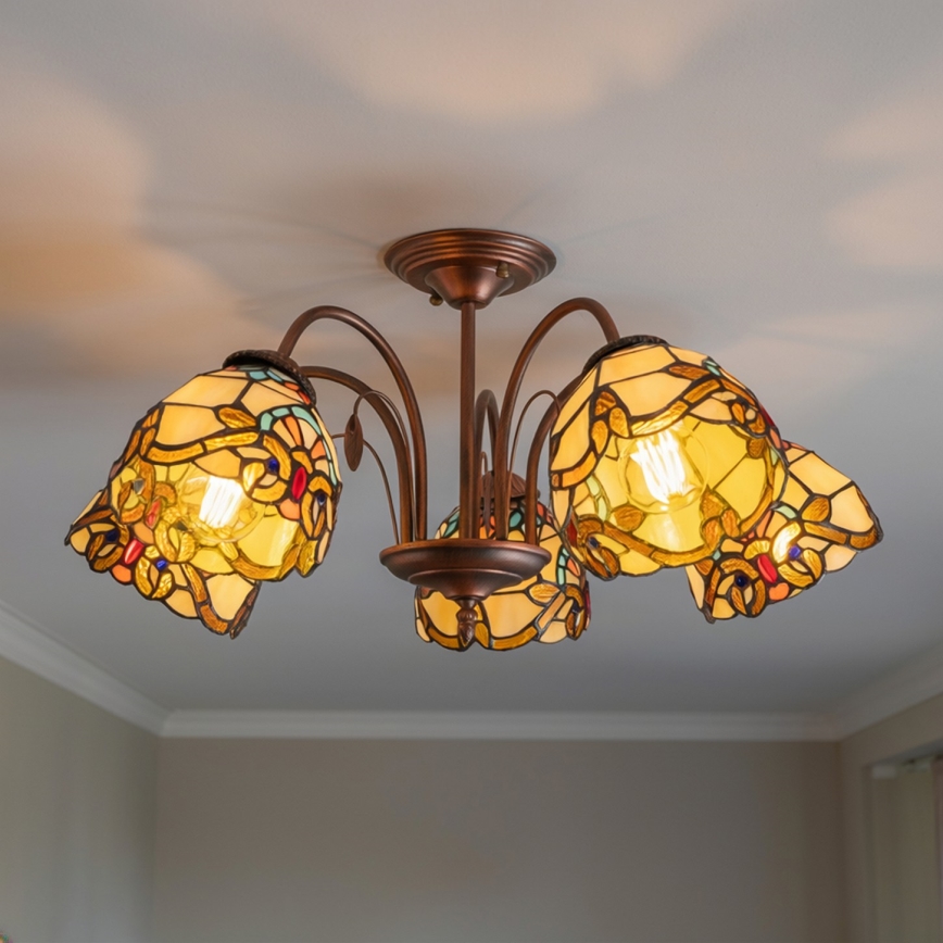 Brilagi - Tiffany vitrážový prisadený luster MIRABELLA 5xE27/60W/230V priemer 60 cm