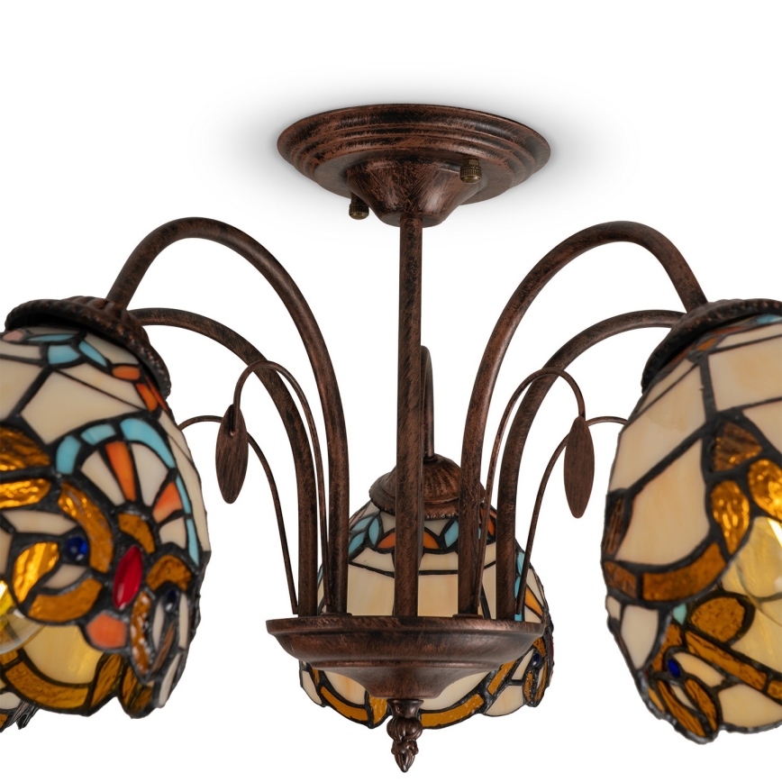 Brilagi - Tiffany vitrážový prisadený luster MIRABELLA 5xE27/60W/230V priemer 60 cm