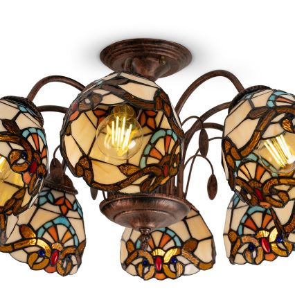Brilagi - Tiffany vitrážový prisadený luster MIRABELLA 8xE27/60W/230V pr. 68 cm