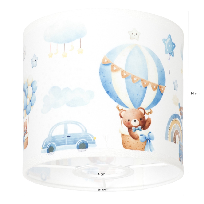 BRILAGI - Univerzálne tienidlo BOBO E27 pr. 15 cm biela/modrá/medvedíky