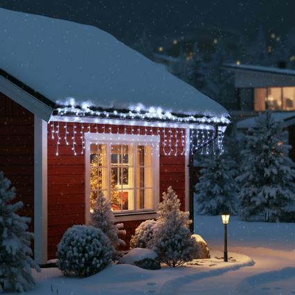 Brilagi - vonkajšia LED svetelná reťaz 200×LED, 8 funkcií, 13 m, IP44, studená biela, cencúle