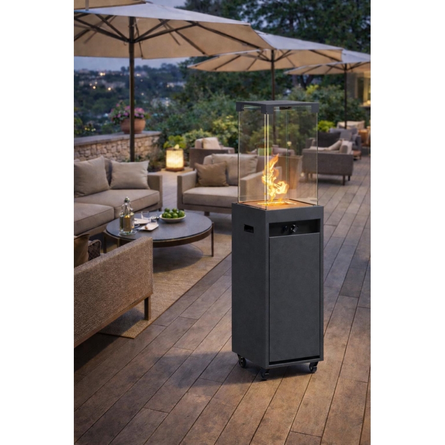 Brilagi - Vonkajší plynový krb FLARO GAS 142x36 cm 8kW 1xAAA antracit + ochranný kryt