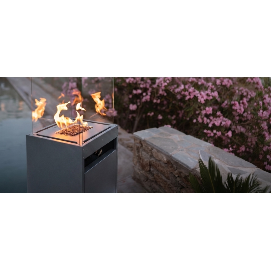 Brilagi - Vonkajší plynový krb FLARO GAS 142x36 cm 8kW 1xAAA antracit + ochranný kryt