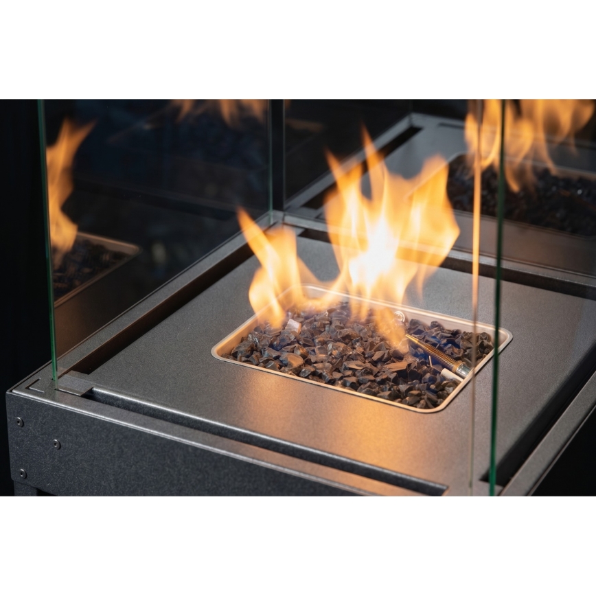 Brilagi - Vonkajší plynový krb FLARO GAS 142x36 cm 8kW 1xAAA antracit + ochranný kryt