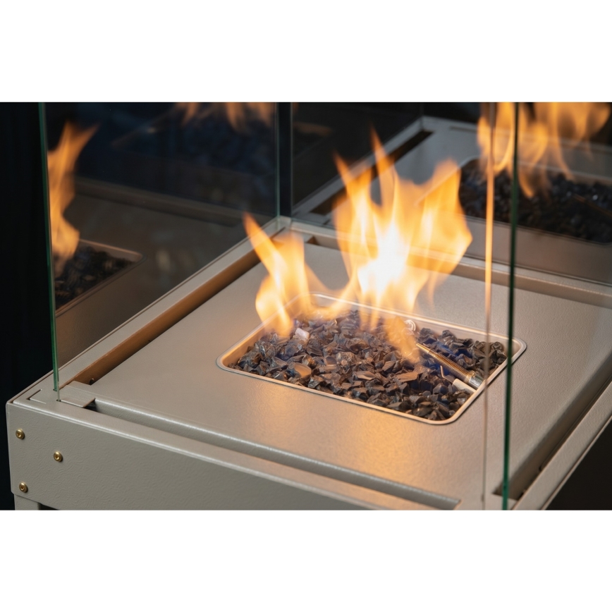 Brilagi - Vonkajší plynový krb FLARO GAS 142x36 cm 8kW 1xAAA béžový + ochranný kryt
