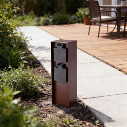 Brilagi - Vonkajší zásuvkový stĺp PILLAR 2Z SCHUKO 230V IP44 hnedá