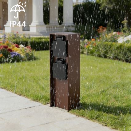 Brilagi - Vonkajší zásuvkový stĺp PILLAR 2Z SCHUKO 230V IP44 hnedá