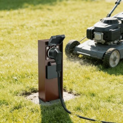 Brilagi - Vonkajší zásuvkový stĺp PILLAR 2Z SCHUKO 230V IP44 hnedá