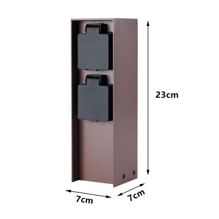 Brilagi - Vonkajší zásuvkový stĺpik PILLAR 2x SCHUKO 230 V IP44 hnedý