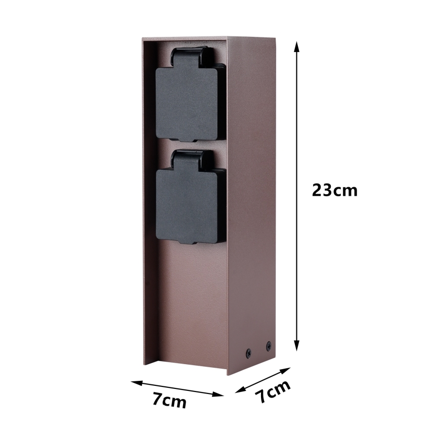 Brilagi - Vonkajší zásuvkový stĺpik PILLAR 2x SCHUKO 230 V IP44 hnedý