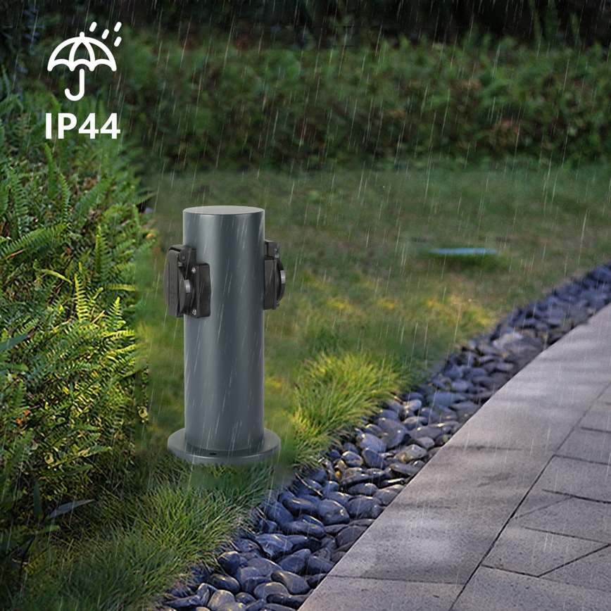 Brilagi - Vonkajší zásuvkový stĺpik PILLAR 2Z SCHUKO 230V IP44 antracit