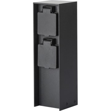 Brilagi - Vonkajší zásuvkový stĺpik PILLAR 2Z SCHUKO 230V IP44 čierna