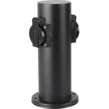 Brilagi - Vonkajší zásuvkový stĺpik PILLAR 2Z SCHUKO 230V IP44 čierna