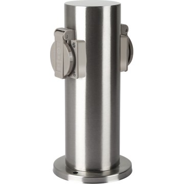 Brilagi - Vonkajší zásuvkový stĺpik PILLAR 2Z SCHUKO 230V IP44 matný chróm