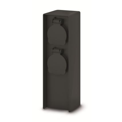 Brilagi - Vonkajší zásuvkový stĺpik so 2 zásuvkami 230V IP44 SCHUKO čierny