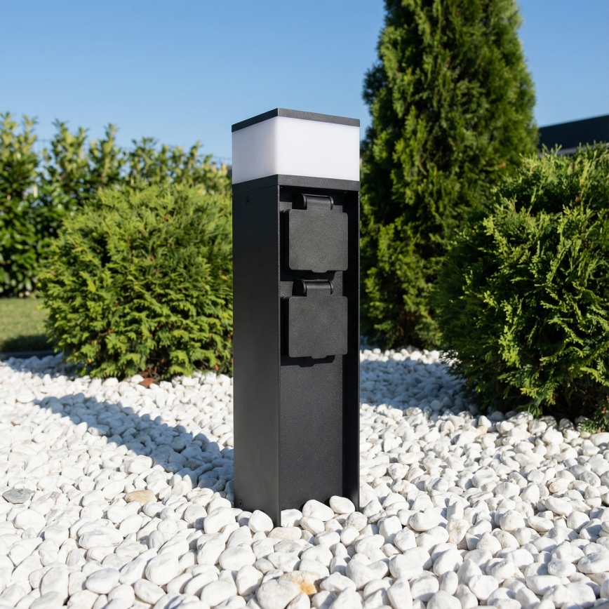 Brilagi - Vonkajšia lampa s 2 zásuvkami SCHUKO 1xG9/11W/230V IP44 čierna