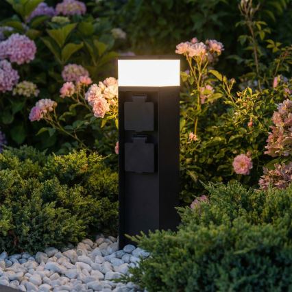 Brilagi - Vonkajšia lampa s 2 zásuvkami SCHUKO 1xG9/11W/230V IP44 čierna