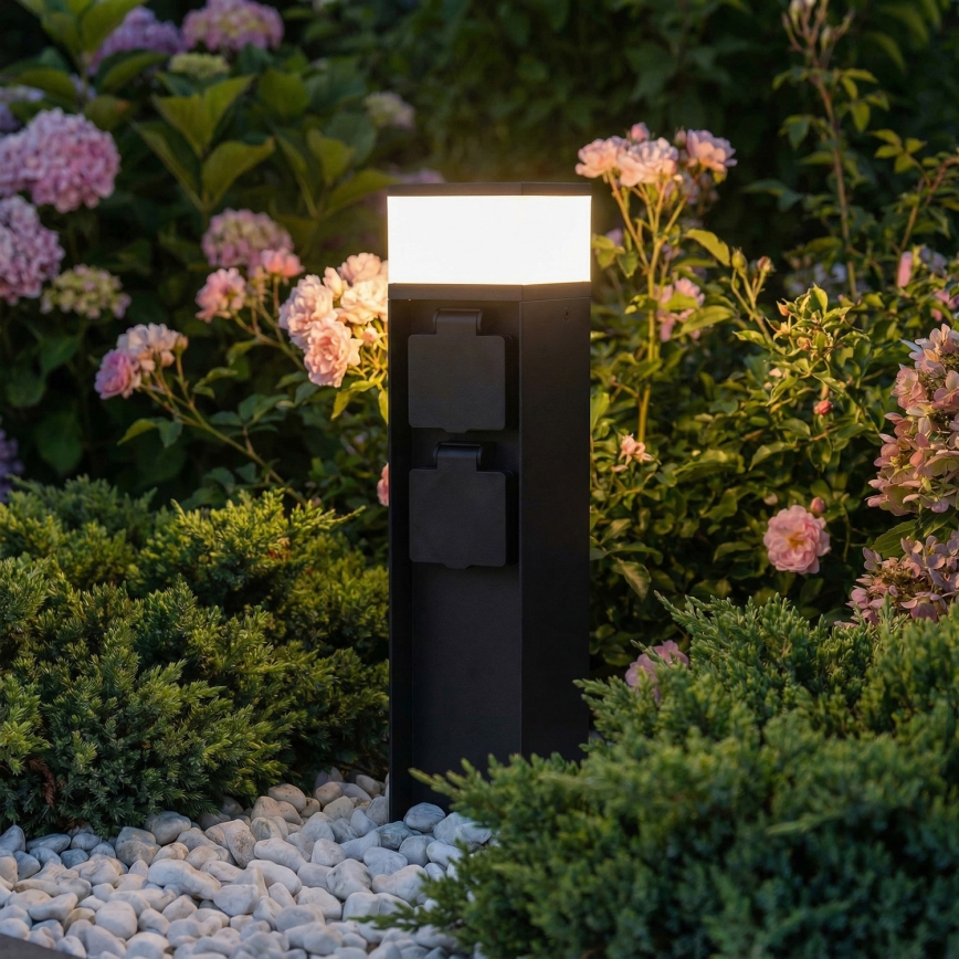 Brilagi - Vonkajšia lampa s 2 zásuvkami SCHUKO 1xG9/11W/230V IP44 čierna