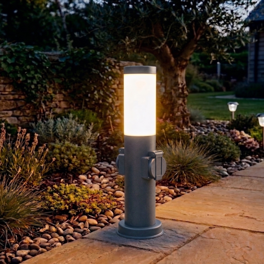 Brilagi - Vonkajšie svietidlo s dvoma zásuvkami SCHUKO NOVA 1xE27/15W/230V 40 cm IP44 antracit