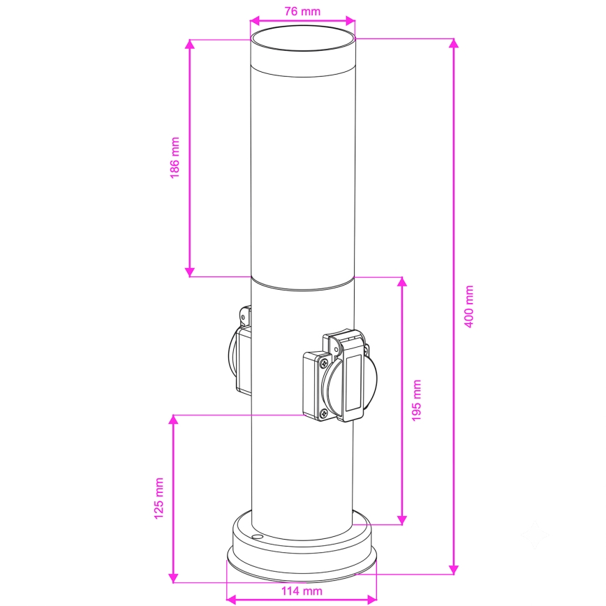Brilagi - Vonkajšie svietidlo s dvoma zásuvkami SCHUKO NOVA 1xE27/15W/230V 40 cm IP44 antracit