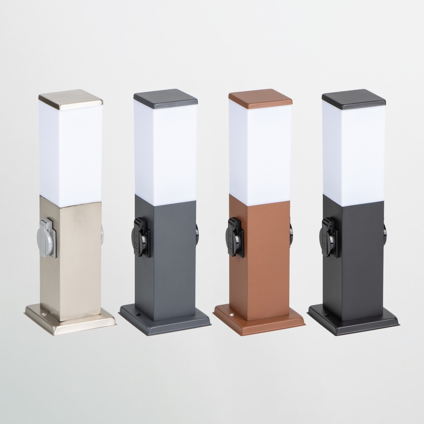 Brilagi - Vonkajšie svietidlo s 2 zásuvkami SCHUKO NOVA 1xE27/15W/230V 40 cm IP44 antracit