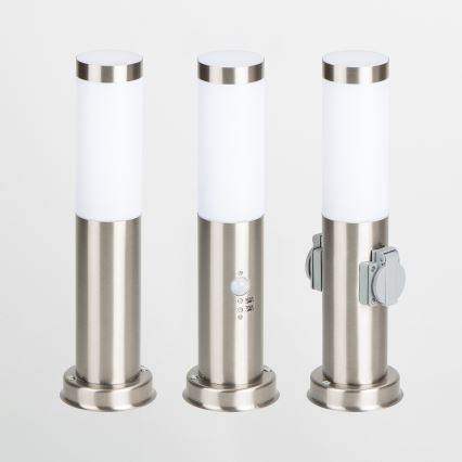 BRILAGI - Vonkajšie svietidlo NOVA s 2 zásuvkami SCHUKO 1xE27/15W/230V 40 cm IP44 matný chróm