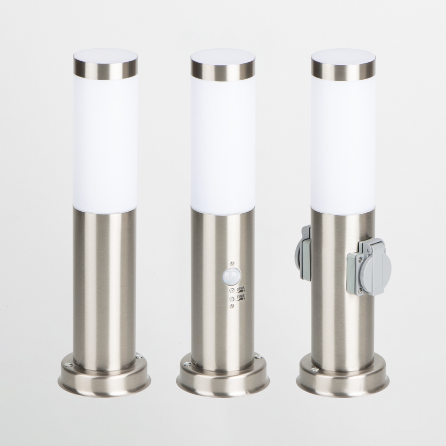 BRILAGI - Vonkajšie svietidlo NOVA s 2 zásuvkami SCHUKO 1xE27/15W/230V 40 cm IP44 matný chróm