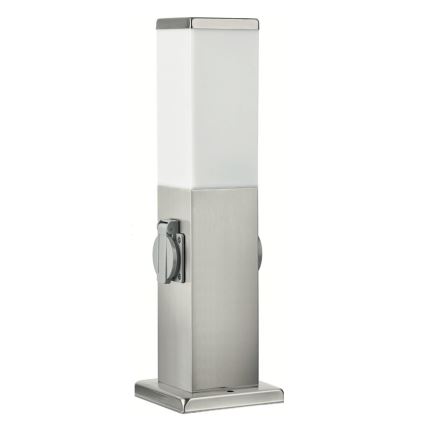 Brilagi - Vonkajšie svietidlo s 2 zásuvkami SCHUKO NOVA 1xE27/15W/230V 40 cm IP44 matný chróm