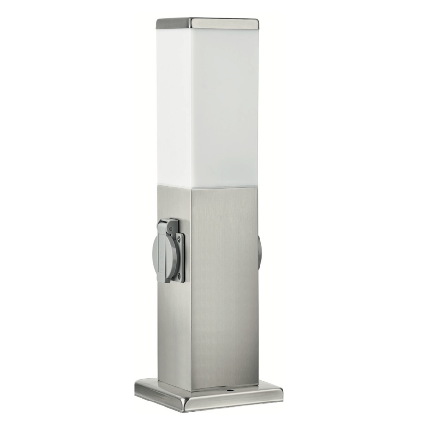 Brilagi - Vonkajšie svietidlo s 2 zásuvkami SCHUKO NOVA 1xE27/15W/230V 40 cm IP44 matný chróm