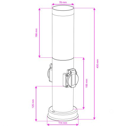 BRILAGI - Vonkajšie svietidlo NOVA so 2 zásuvkami SCHUKO 1xE27/15W/230V 40 cm IP44 čierne