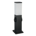 Brilagi - Vonkajšia lampa s 2 zásuvkami SCHUKO NOVA 1xE27/15W/230V 40 cm IP44 čierna