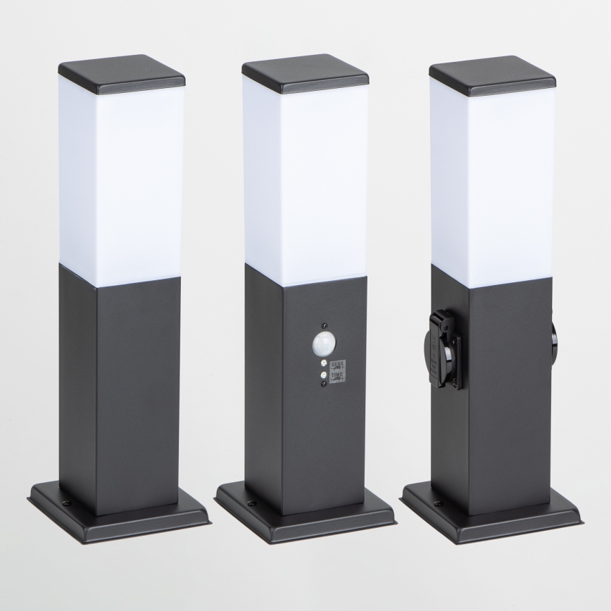 Brilagi - Vonkajšia lampa s 2 zásuvkami SCHUKO NOVA 1xE27/15W/230V 40 cm IP44 čierna