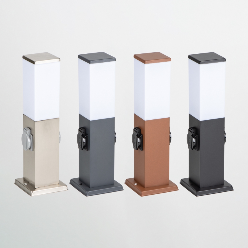 Brilagi - Vonkajšia lampa s 2 zásuvkami SCHUKO NOVA 1xE27/15W/230V 40 cm IP44 čierna