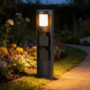 Brilagi - Vonkajšia lampa s 2 zásuvkami SCHUKO PILLAR 1xG9/11W/230V IP44 antracit
