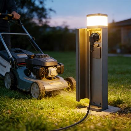 Brilagi - Vonkajšie svietidlo PILLAR so 2 zásuvkami SCHUKO, 1xG9/11W/230V, IP44, antracit