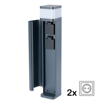 Brilagi - Vonkajšie svietidlo PILLAR so 2 zásuvkami SCHUKO, 1xG9/11W/230V, IP44, antracit