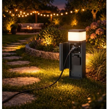 Brilagi - Vonkajšia lampa s 2 zásuvkami SCHUKO PILLAR 1xG9/11W/230V IP44 antracitová