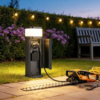 Brilagi - Vonkajšia lampa s 2 zásuvkami SCHUKO PILLAR 1xG9/11W/230V IP44 antracitová