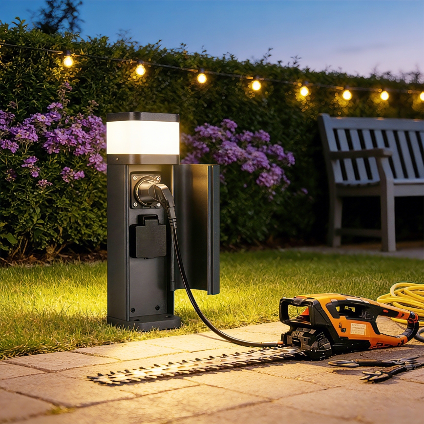 Brilagi - Vonkajšia lampa s 2 zásuvkami SCHUKO PILLAR 1xG9/11W/230V IP44 antracitová