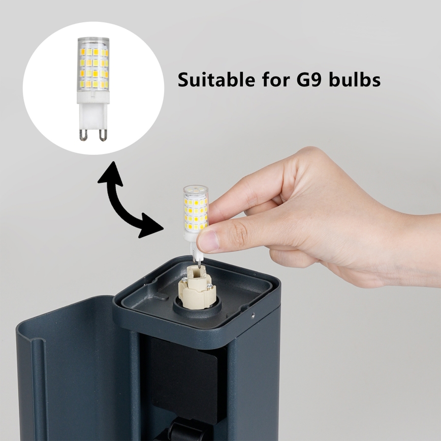 Brilagi - Vonkajšia lampa s 2 zásuvkami SCHUKO PILLAR 1xG9/11W/230V IP44 antracitová